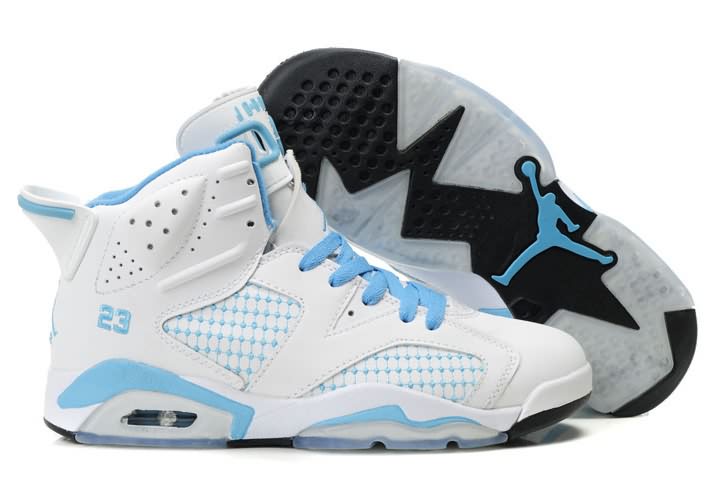 Exactly Fit Womens Air Jordan 6 (VI) Embroidery White Blue